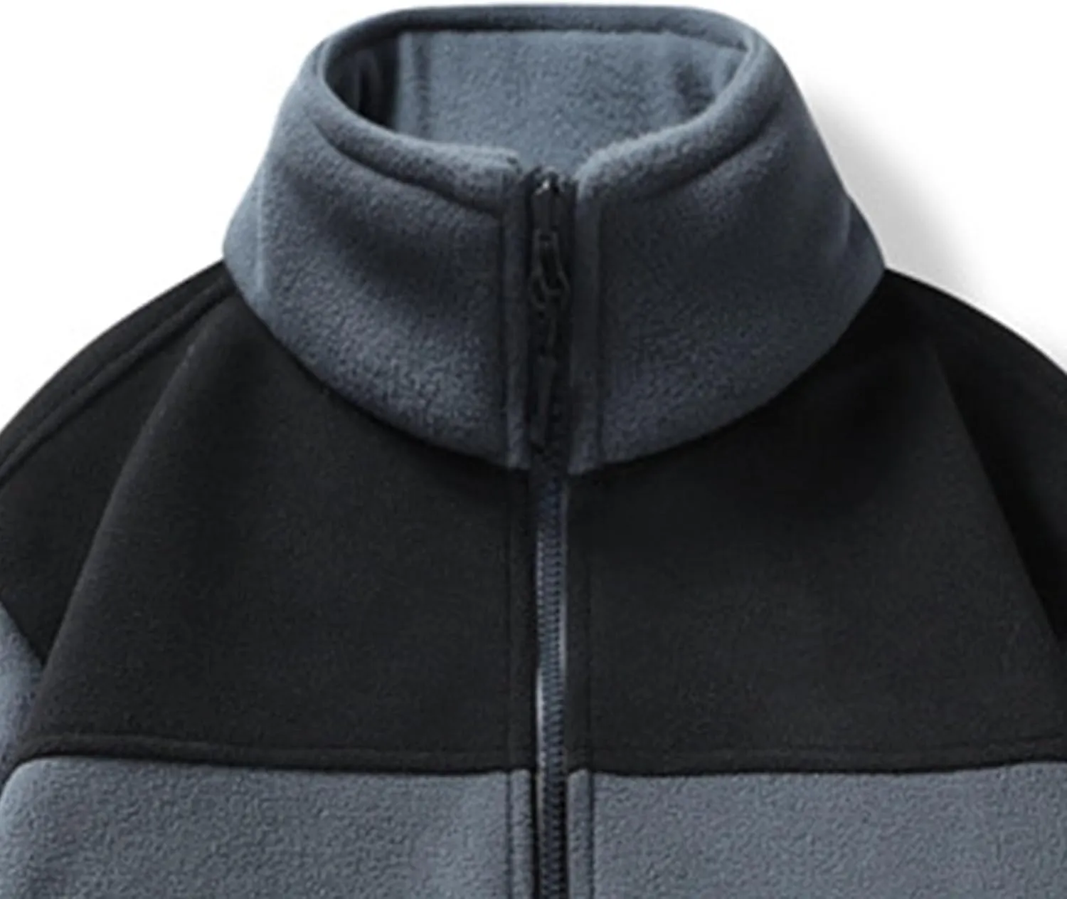JEsilunmaMY Men's Polar Fleece Hiking Jackets Stand Collar Full Zip Fleece Jackets Color Block Outdoor Warm Winter Coats