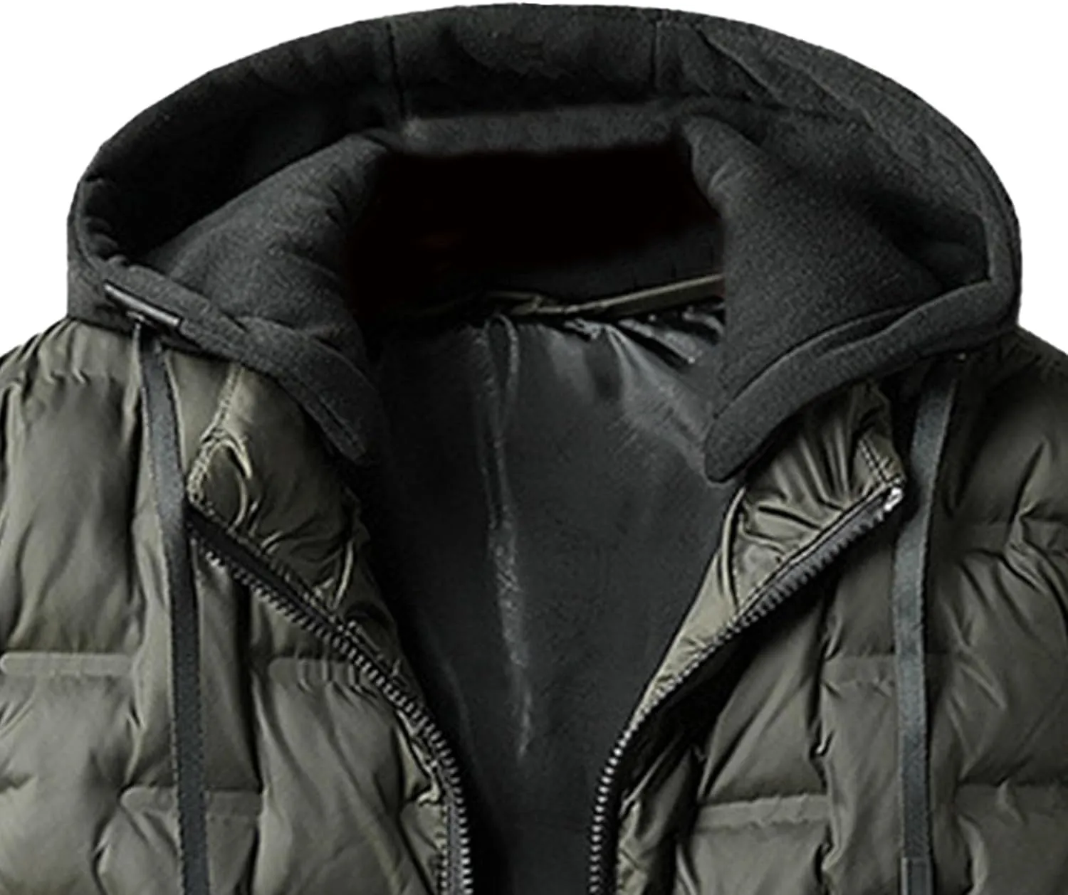 JEsilunmaMY Men's Quilted Puffer Vest with Detachable Hood Sleeveless Warm Winter Down Vest Casual Knit Padded Vest Coats