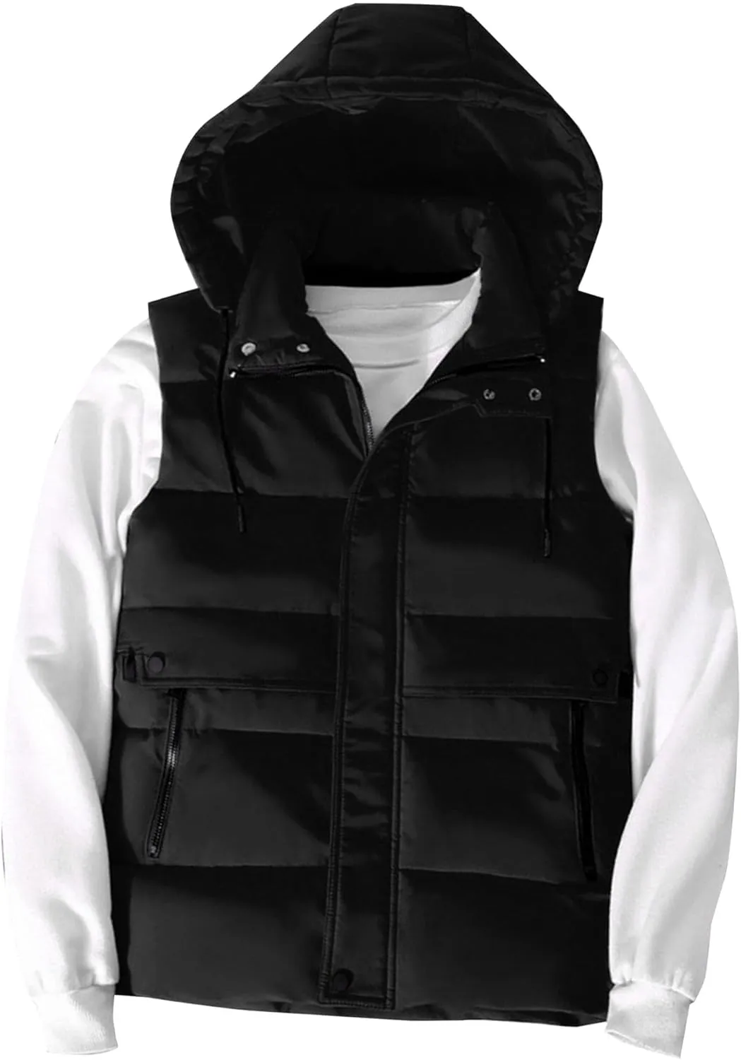 JEsilunmaMY Mens Solid Color Casual Padded Vest Sleeveless Stand Collar Thicken Puffer Vest Warm Winter Down Vest with Pocket