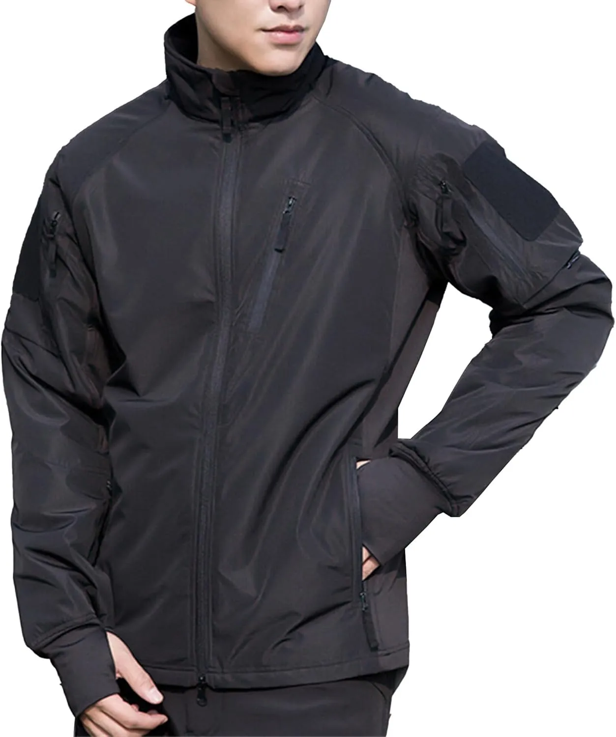 JEsilunmaMY Mens Stand Colllar Outdoor Hiking Jacket Lightweight Raincoat Waterproof Rain Coat Windproof Mountain Windbreaker