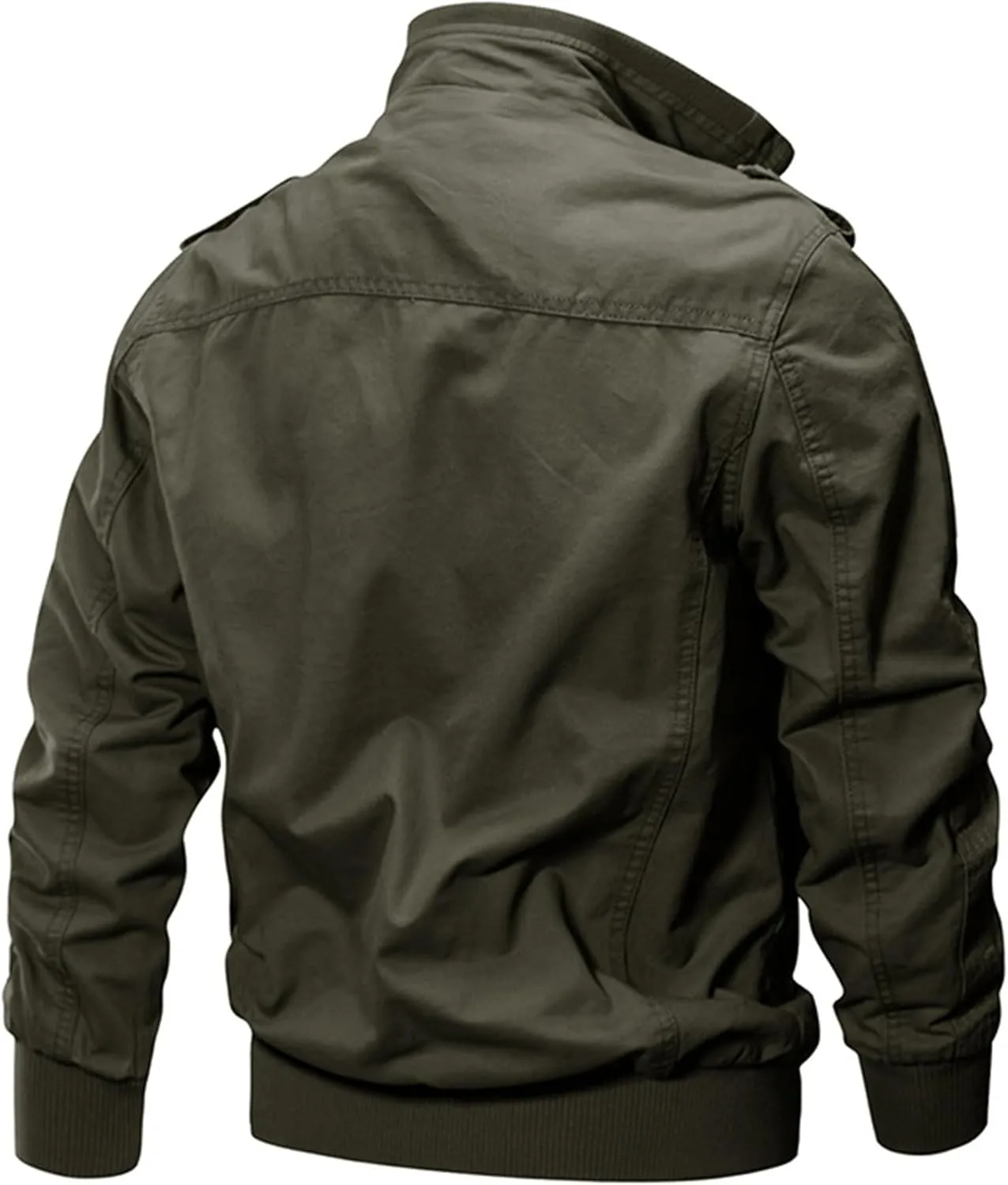 JEsilunmaMY Men's Winter Cotton Military Jacket Multi Pockets Stand Collar Cotton Cargo Coat Lightweight Field Jacket Outwear