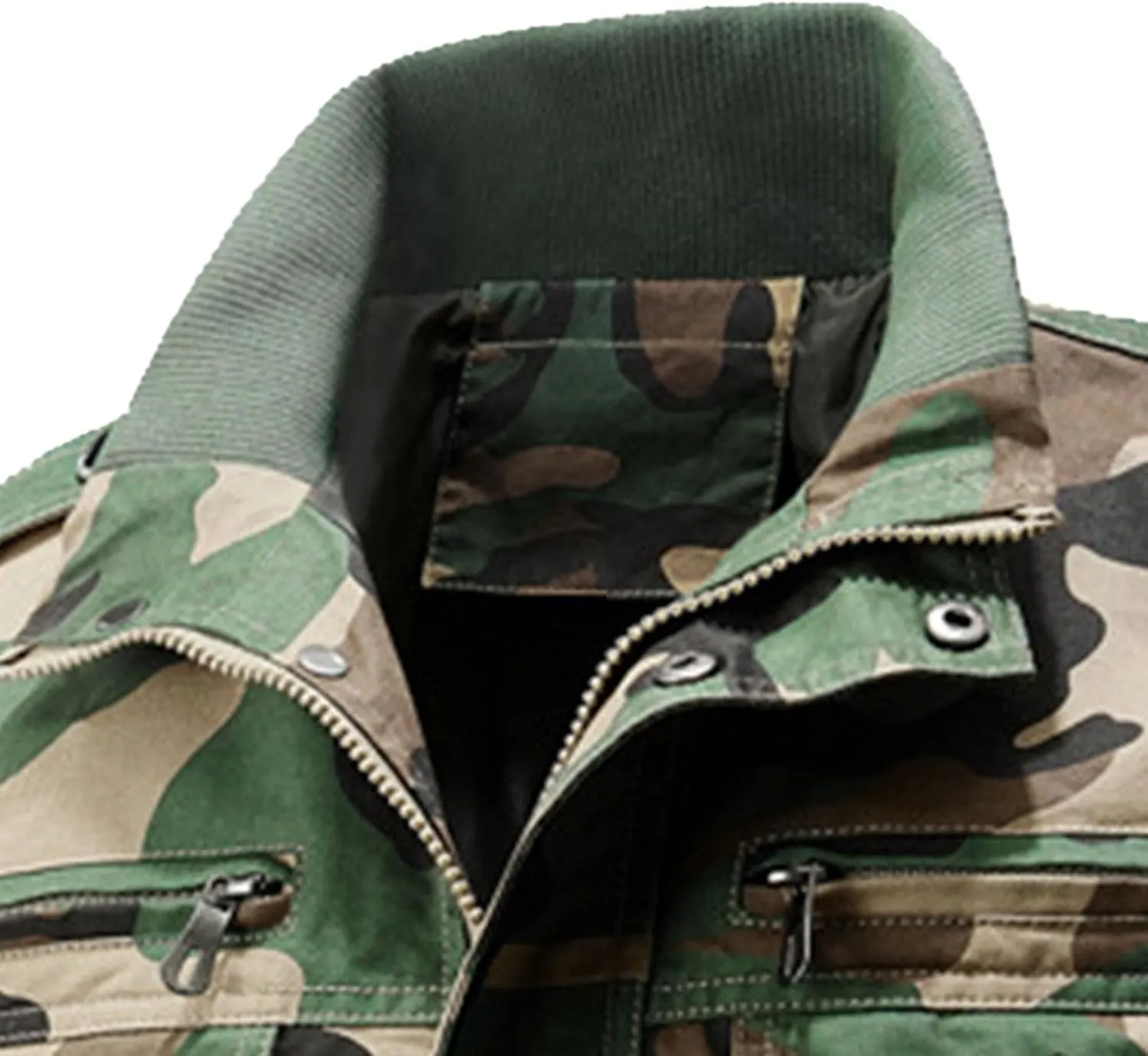 JEsilunmaMY Men's Winter Cotton Military Jacket Multi Pockets Stand Collar Cotton Cargo Coat Lightweight Field Jacket Outwear
