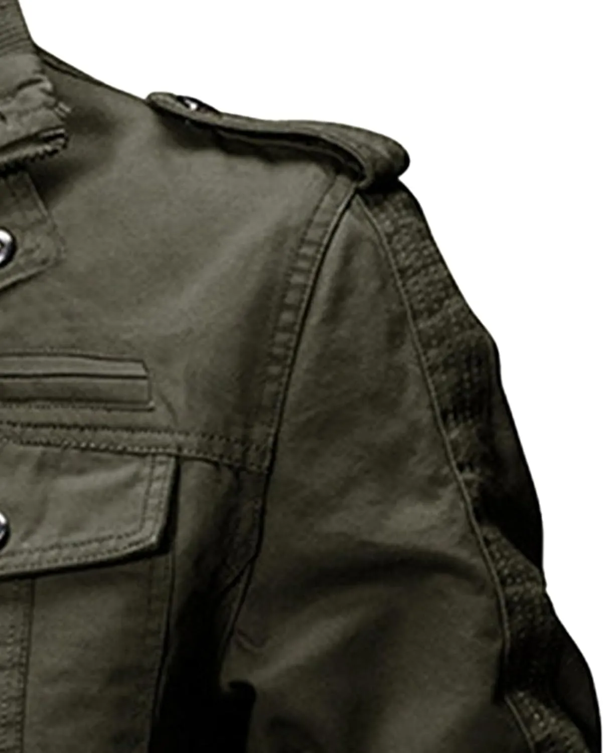 JEsilunmaMY Men's Winter Cotton Military Jacket Multi Pockets Stand Collar Cotton Cargo Coat Lightweight Field Jacket Outwear