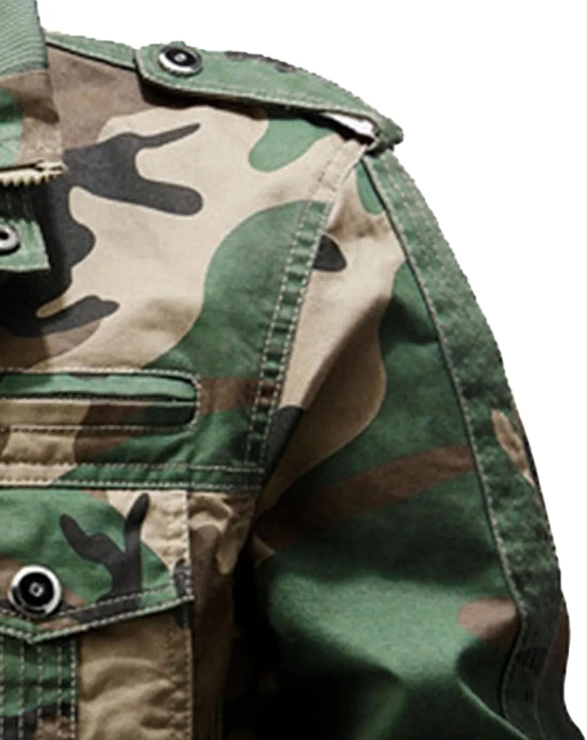 JEsilunmaMY Men's Winter Cotton Military Jacket Multi Pockets Stand Collar Cotton Cargo Coat Lightweight Field Jacket Outwear