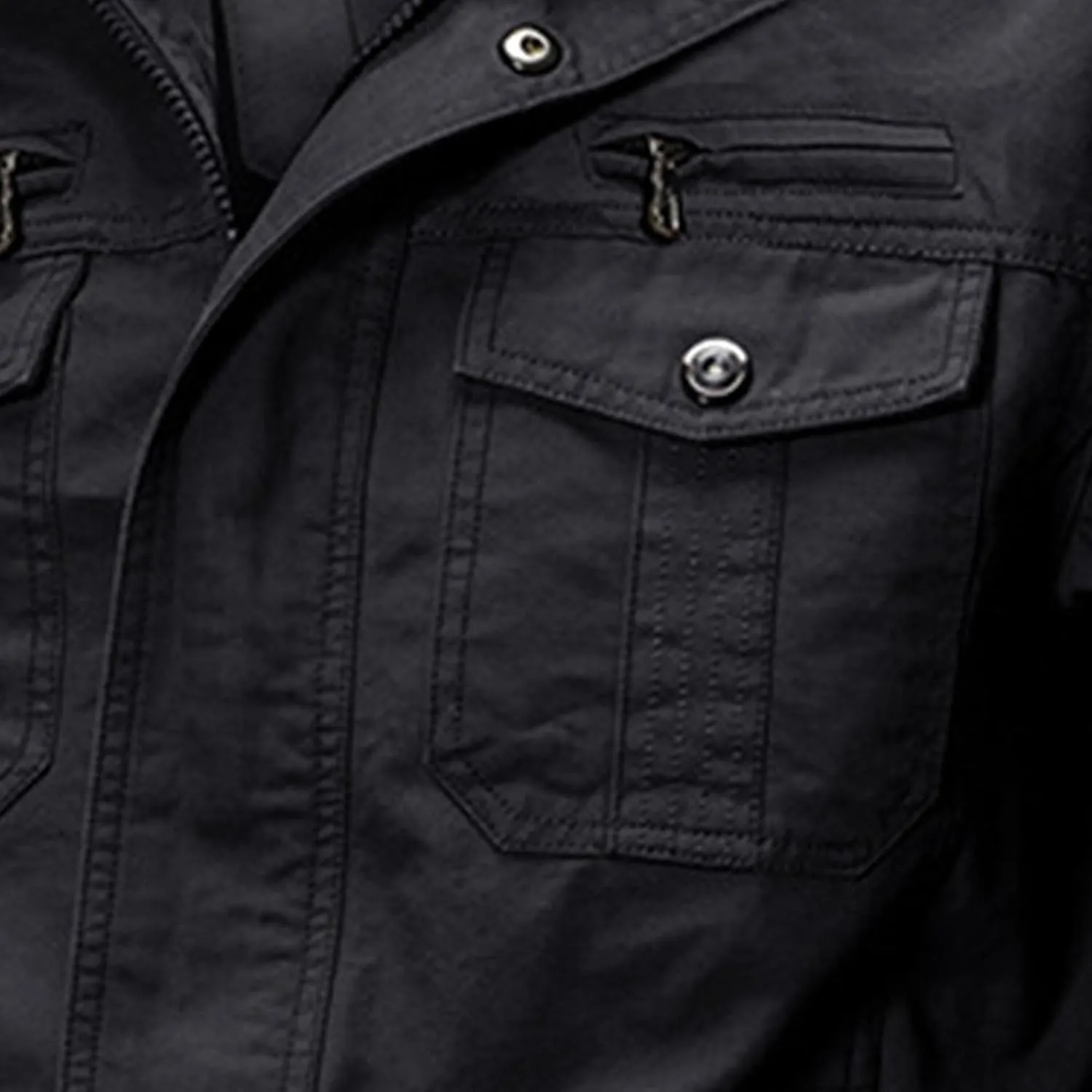JEsilunmaMY Men's Winter Cotton Military Jacket Multi Pockets Stand Collar Cotton Cargo Coat Lightweight Field Jacket Outwear