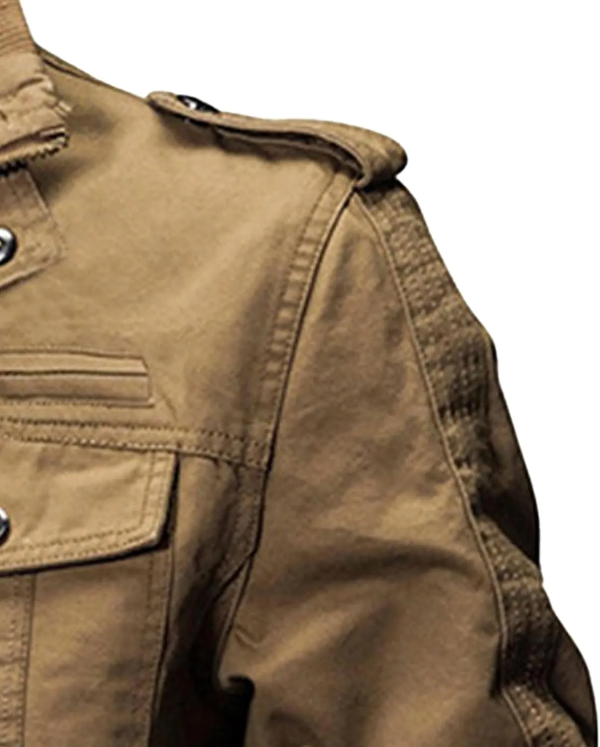 JEsilunmaMY Men's Winter Cotton Military Jacket Multi Pockets Stand Collar Cotton Cargo Coat Lightweight Field Jacket Outwear