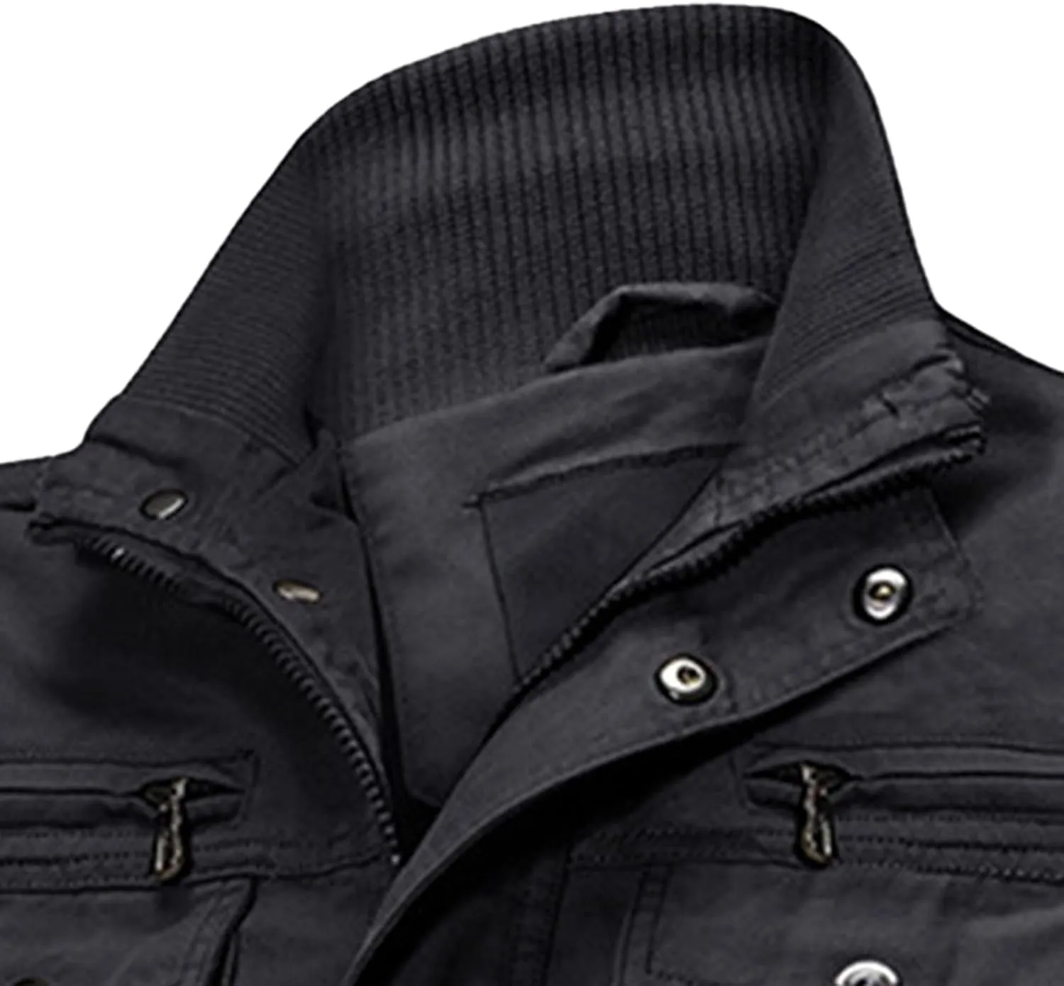 JEsilunmaMY Men's Winter Cotton Military Jacket Multi Pockets Stand Collar Cotton Cargo Coat Lightweight Field Jacket Outwear