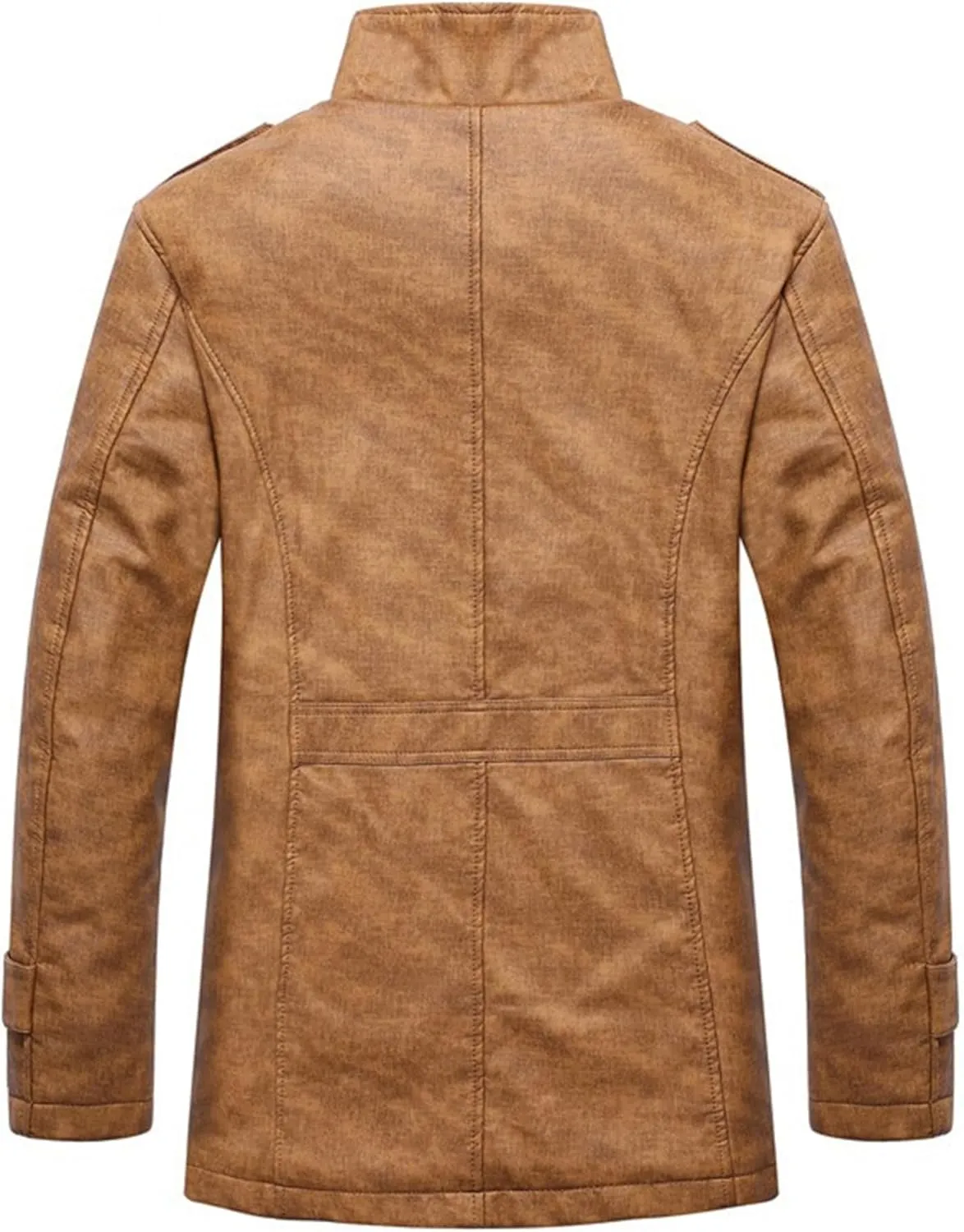 JEsilunmaMY Mens Winter Sherpa Lined Trench Coat Single Breasted Wool Blend Military Peacoat Stylish Windproof Leather Jacket