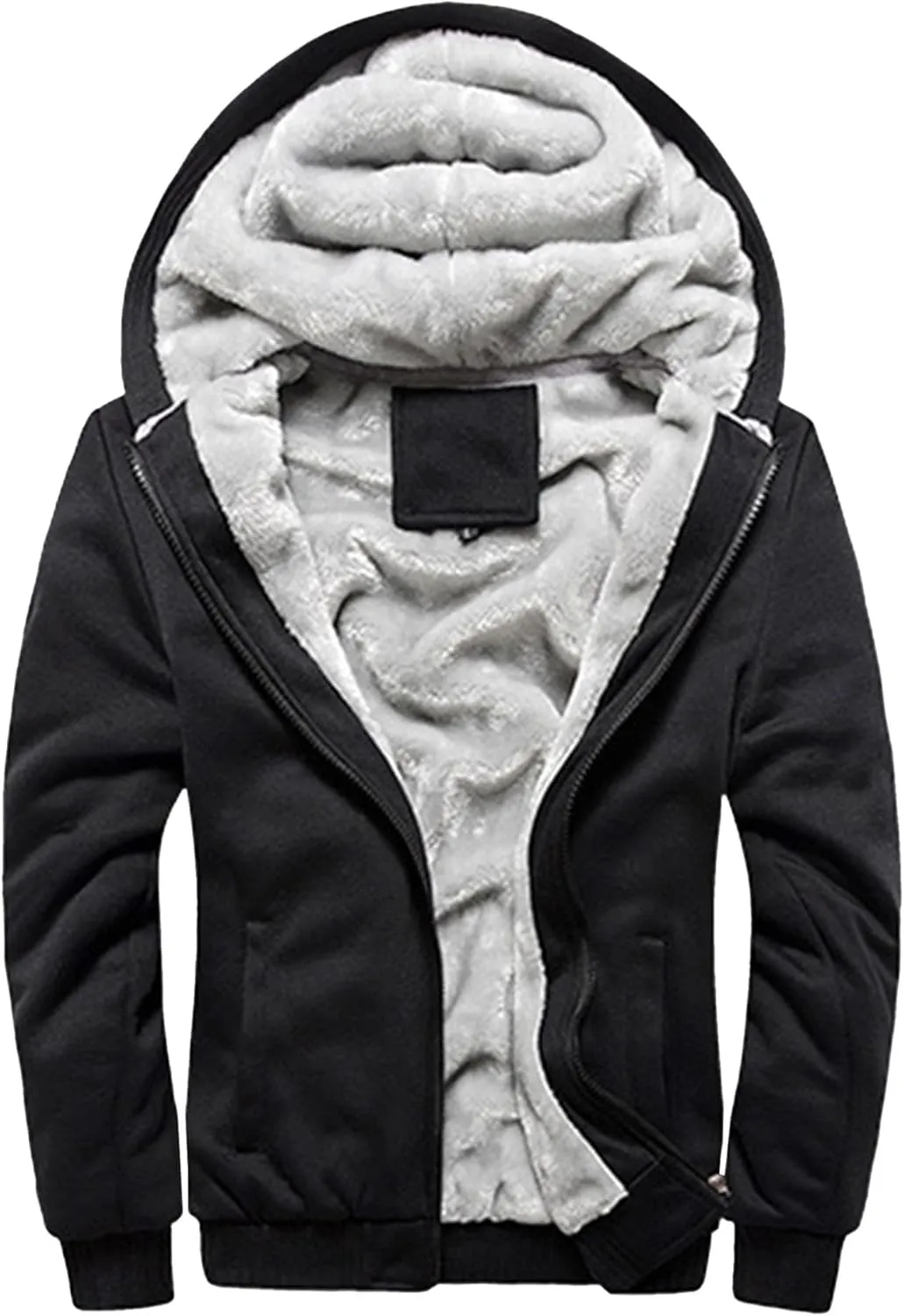 JEsilunmaMY Winter Hoodies for Men Zip Up Fleece Jacket Heavyweight Winter Sweatshirt Sherpa Lined Wool Warm Thick Coats