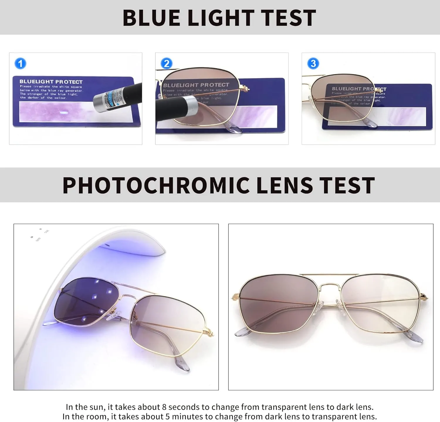 JM Aviator Blue Light Blocking Computer Glasses, Square Eye Protect Video Eyeglasses Anti Glare Men Women