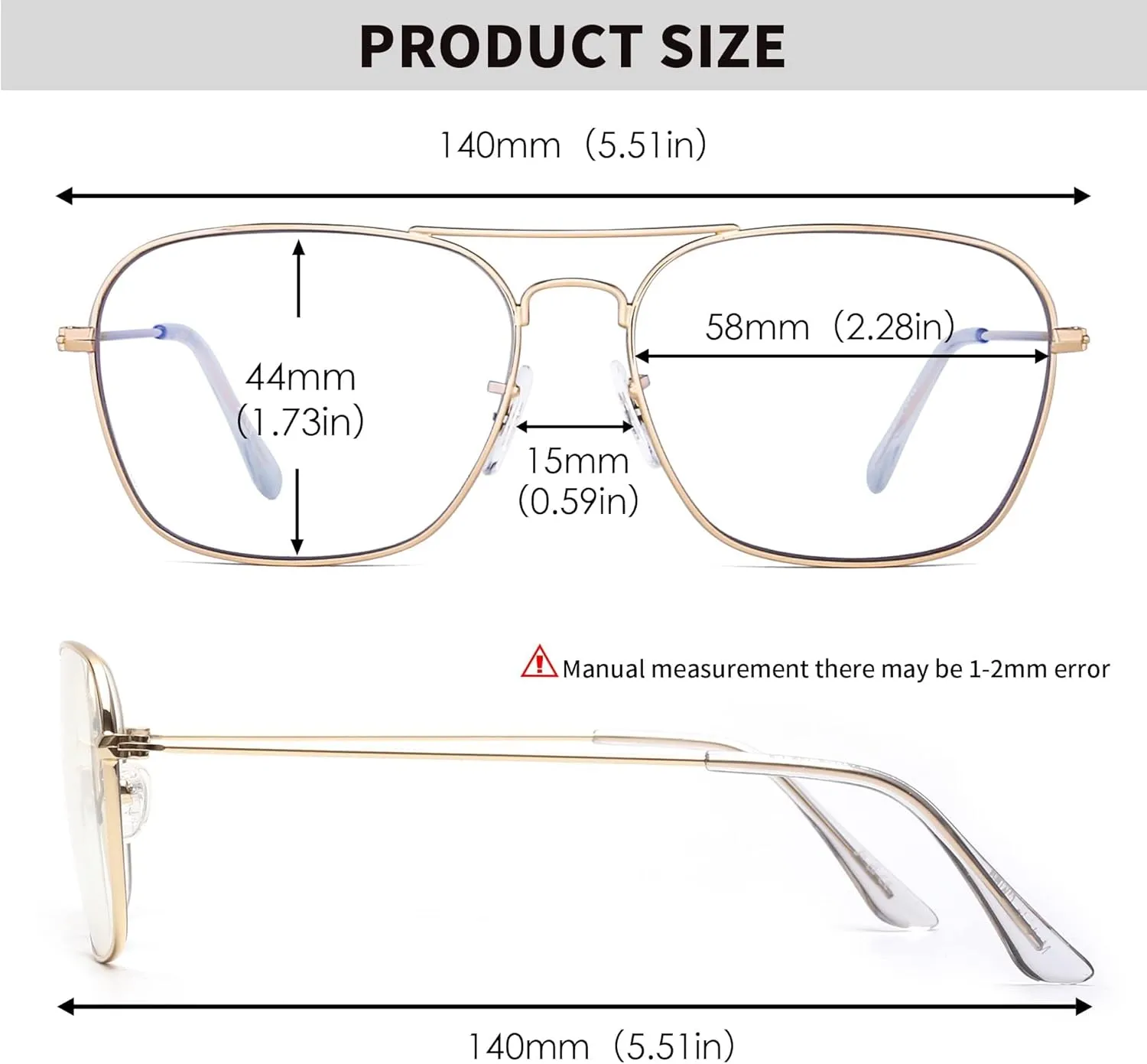 JM Aviator Blue Light Blocking Computer Glasses, Square Eye Protect Video Eyeglasses Anti Glare Men Women