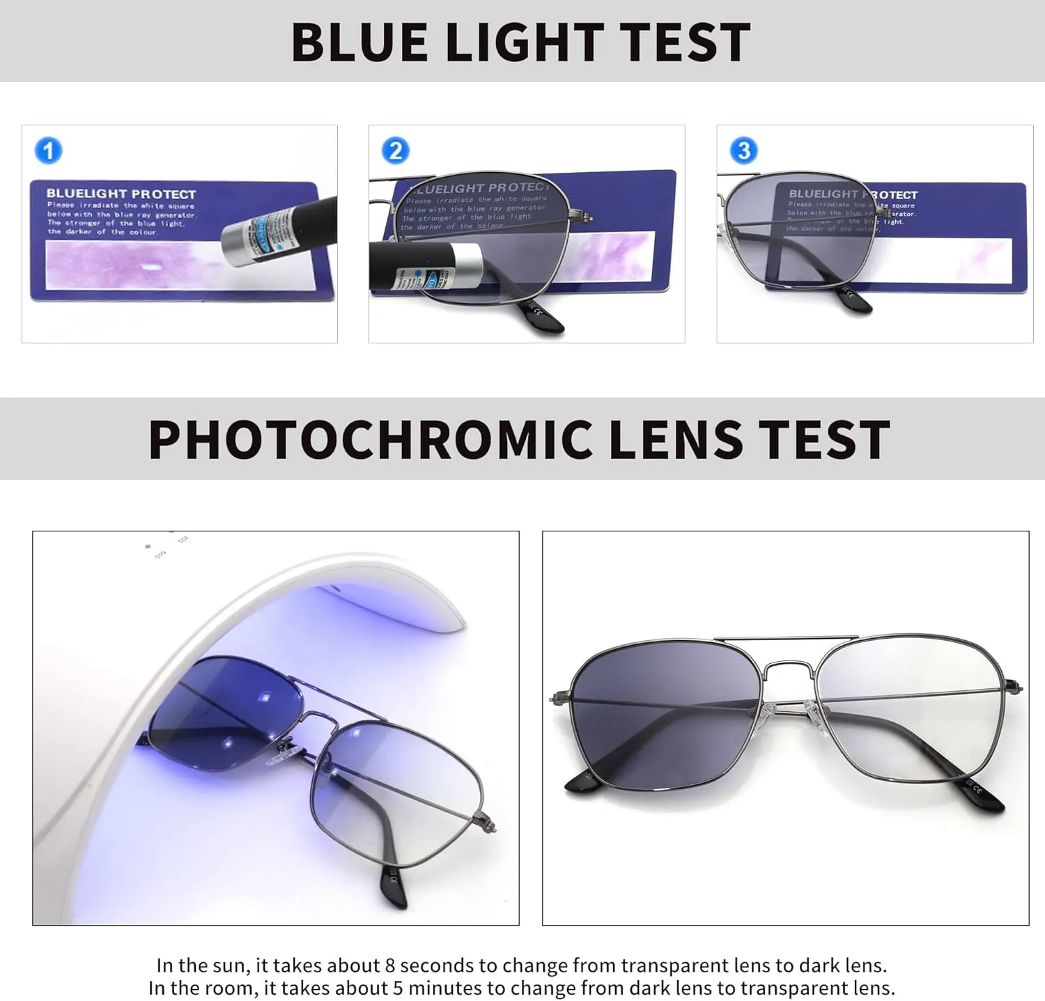 JM Aviator Blue Light Blocking Computer Glasses, Square Eye Protect Video Eyeglasses Anti Glare Men Women