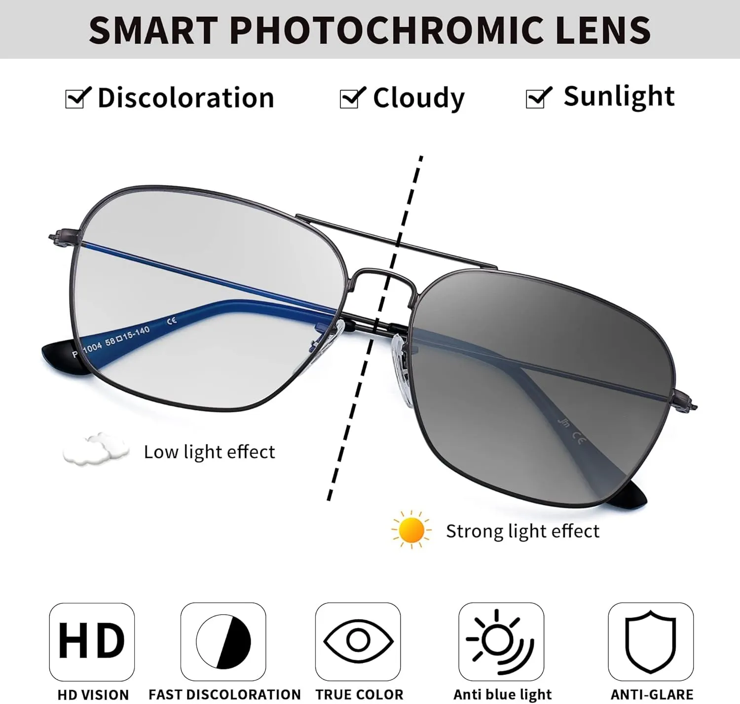 JM Aviator Blue Light Blocking Computer Glasses, Square Eye Protect Video Eyeglasses Anti Glare Men Women