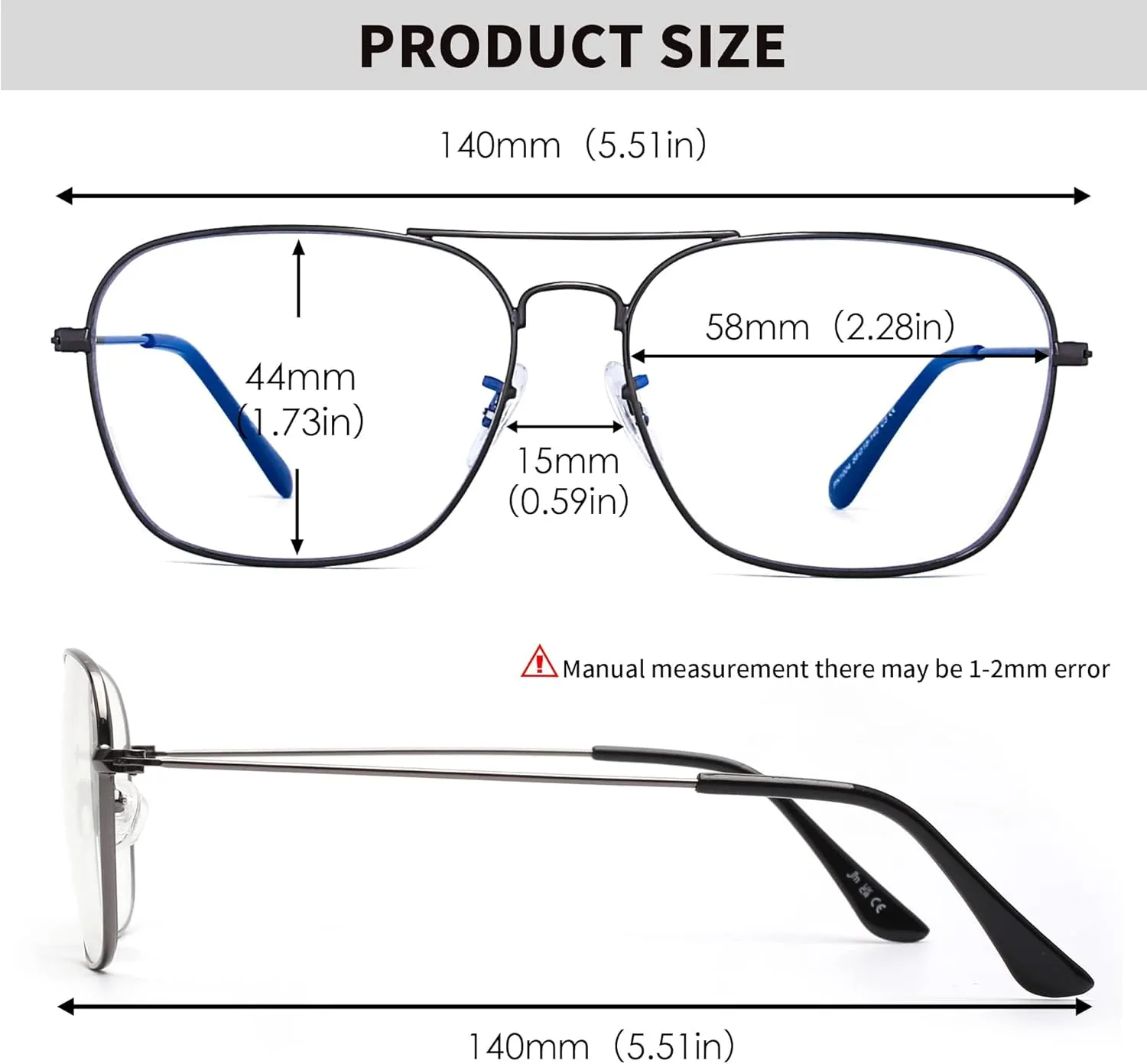 JM Aviator Blue Light Blocking Computer Glasses, Square Eye Protect Video Eyeglasses Anti Glare Men Women