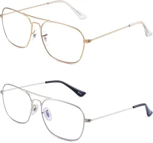 JM Aviator Blue Light Blocking Computer Glasses, Square Eye Protect Video Eyeglasses Anti Glare Men Women