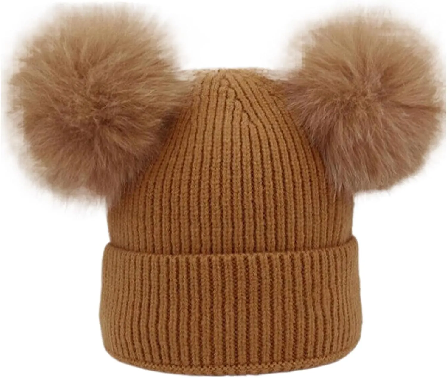 JYHBHMZG Women's Winter Wool Knit Hat Cap Beanie with 2 Two Double Pom Poms Pompom Ears Funny Hat