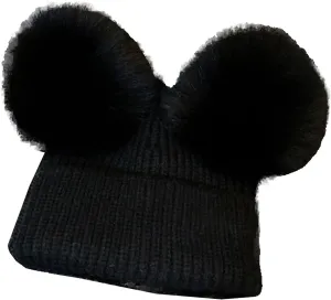 JYHBHMZG Women's Winter Wool Knit Hat Cap Beanie with 2 Two Double Pom Poms Pompom Ears Funny Hat