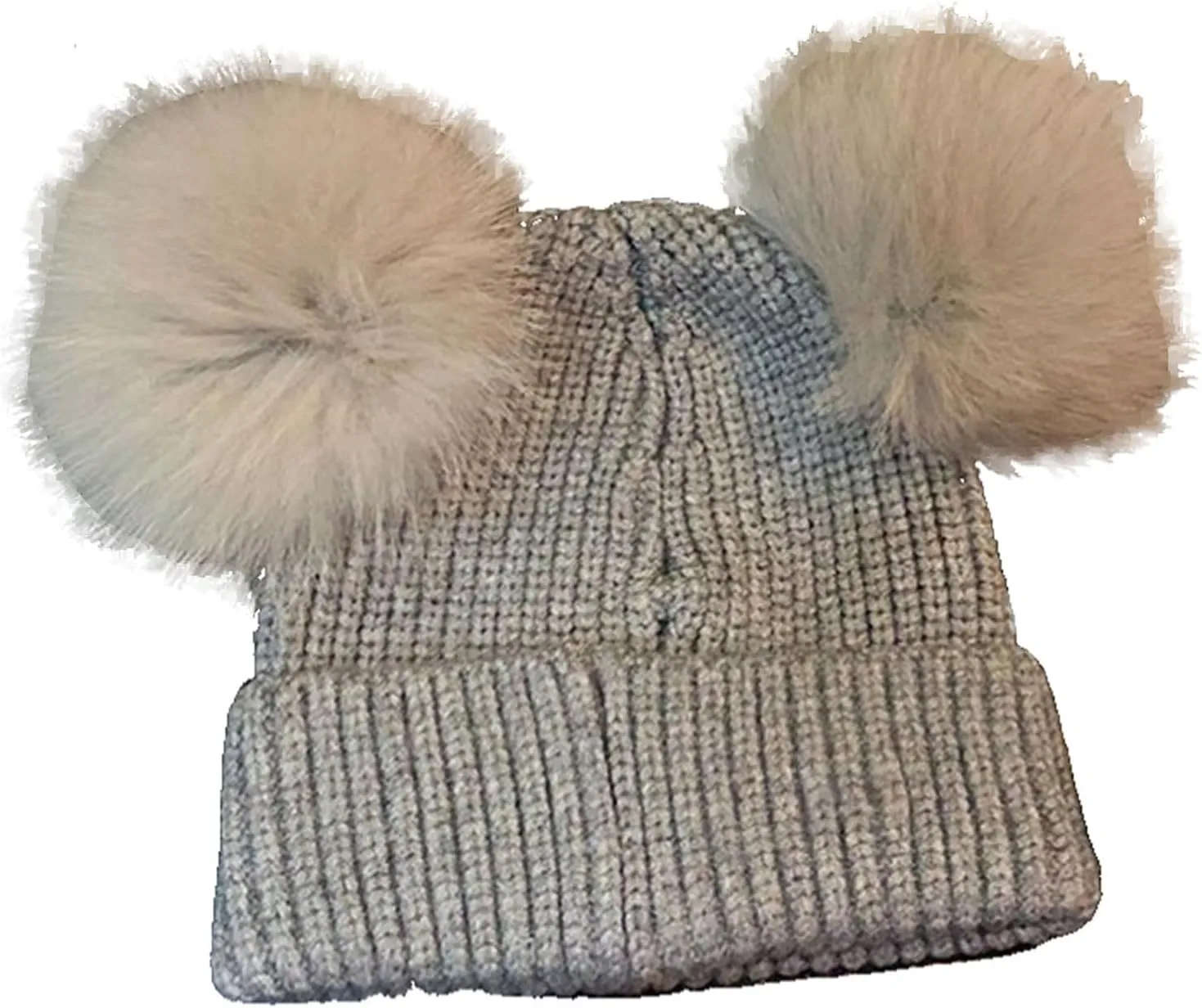 JYHBHMZG Women's Winter Wool Knit Hat Cap Beanie with 2 Two Double Pom Poms Pompom Ears Funny Hat