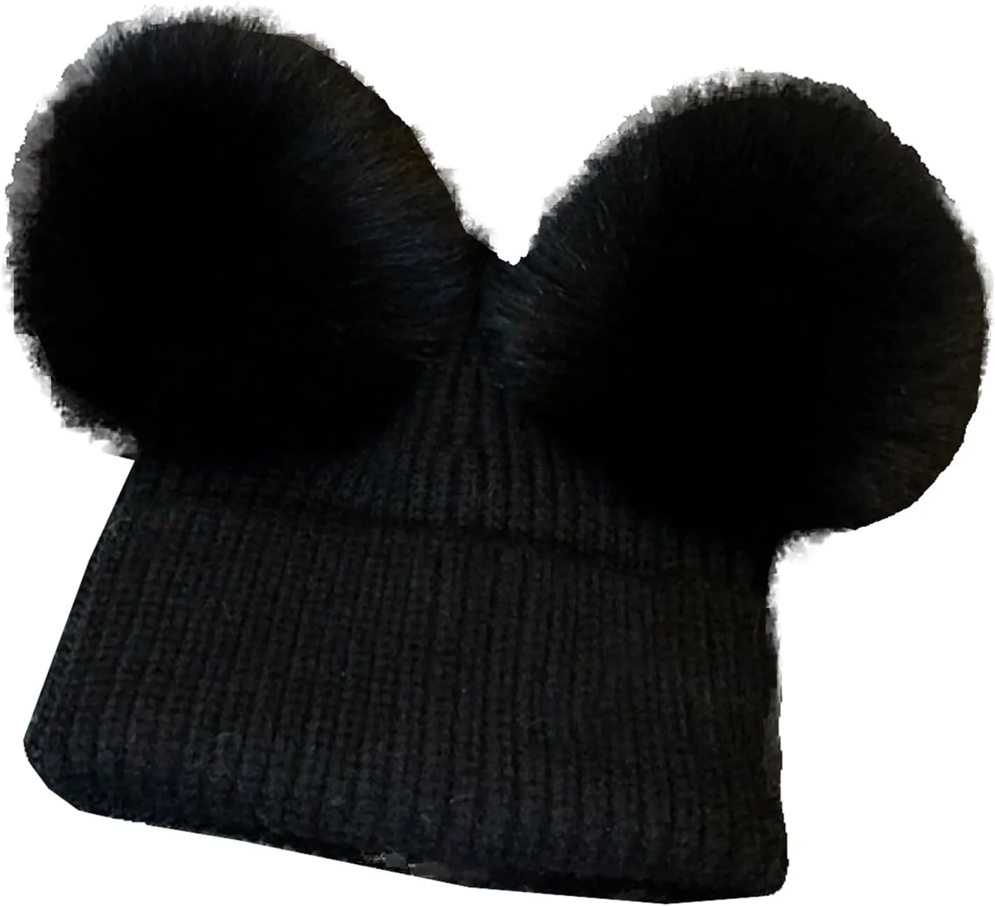 JYHBHMZG Women's Winter Wool Knit Hat Cap Beanie with 2 Two Double Pom Poms Pompom Ears Funny Hat