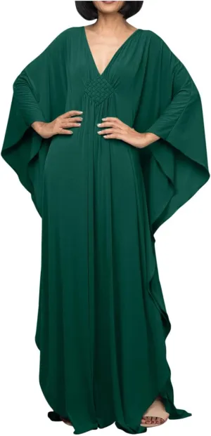 Kaftan Dresses for Women Swimsuit Coverup Oversized Beach Caftans Cover Ups V-Neck Long Vacation Loungewear Swimwear