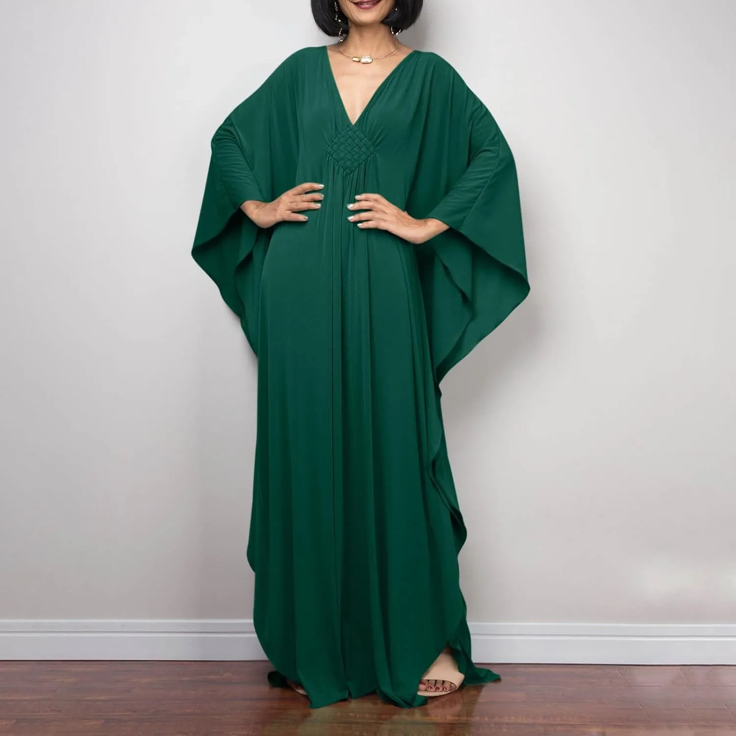Kaftan Dresses for Women Swimsuit Coverup Oversized Beach Caftans Cover Ups V-Neck Long Vacation Loungewear Swimwear