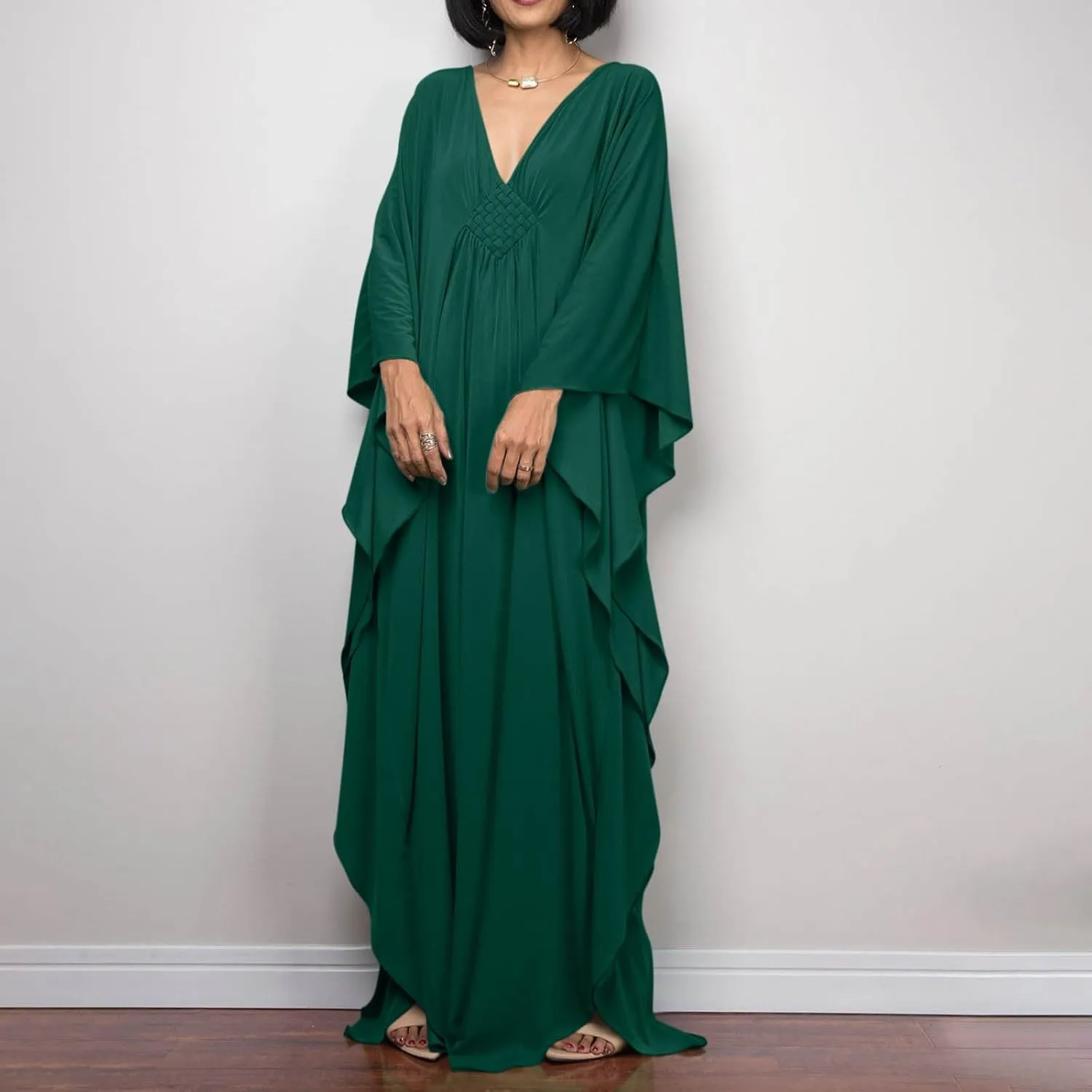 Kaftan Dresses for Women Swimsuit Coverup Oversized Beach Caftans Cover Ups V-Neck Long Vacation Loungewear Swimwear