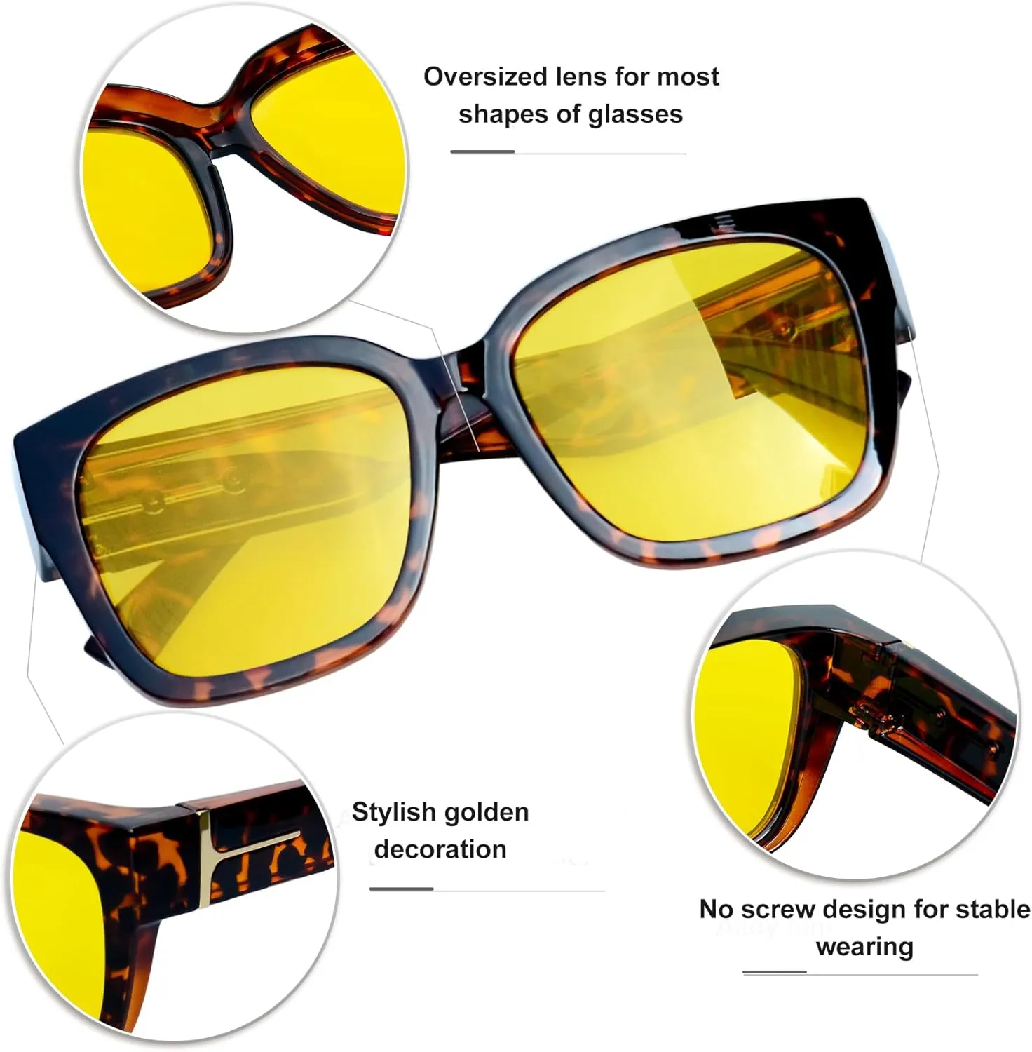 KANASTAL Over Glasses Sunglasses Polarized Fit Over Sun Glasses Oversized Design Fashion Wrap Around Shades 2 Pack