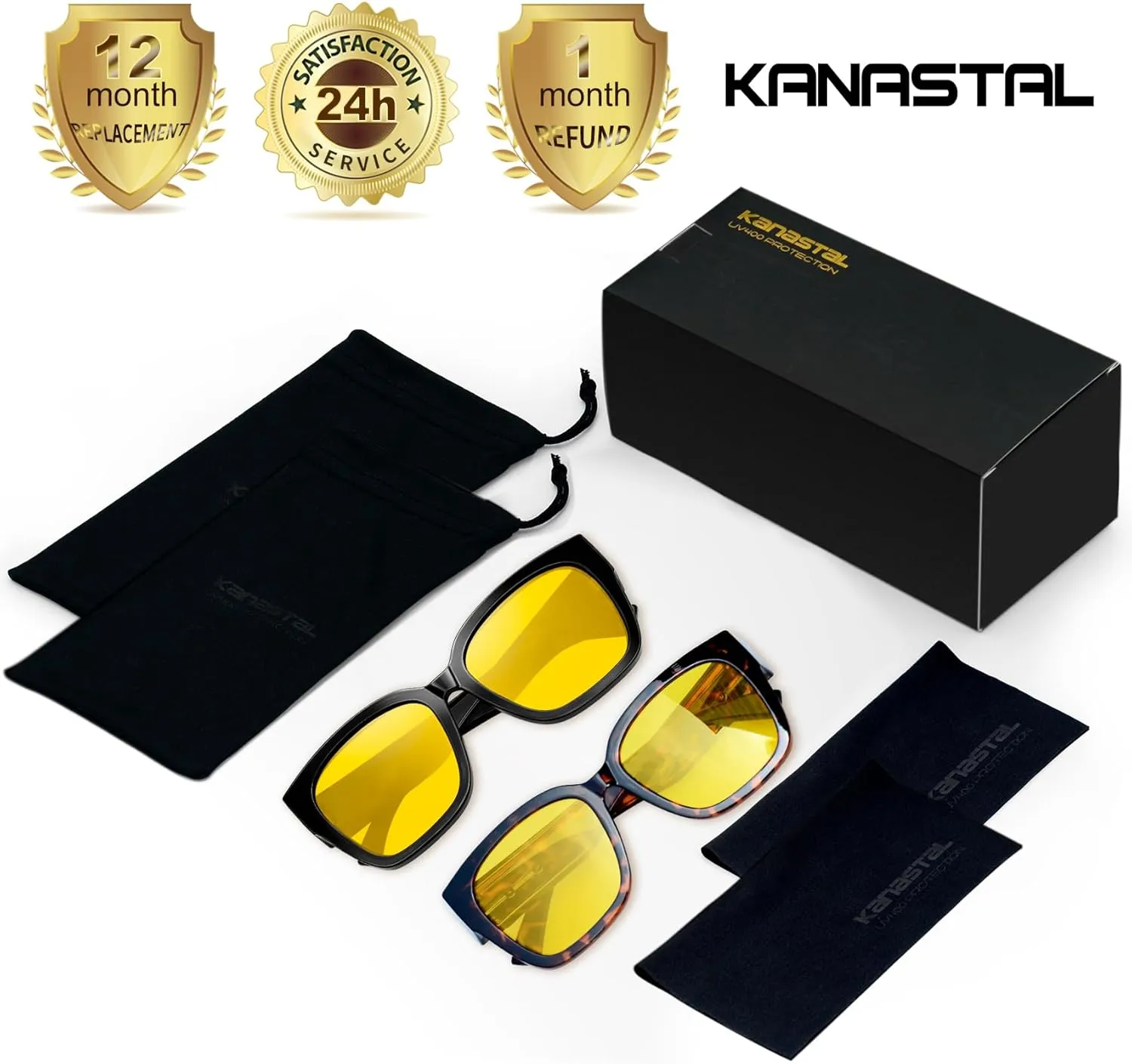 KANASTAL Over Glasses Sunglasses Polarized Fit Over Sun Glasses Oversized Design Fashion Wrap Around Shades 2 Pack