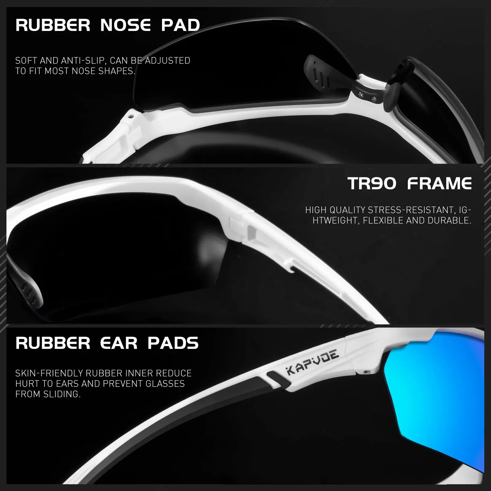 Kapvoe Polarized Fishing Glasses Running Man Sun Glasses Bicycle Sports Cycling Sunglasses MTB Road Bike for Women Cycle Goggles