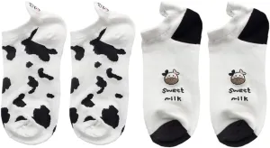 KESYOO 2 Pairs Cow Pattern Short Socks Crew Socks Creative Printing Socks Anklet Sock Casual Socks for Women