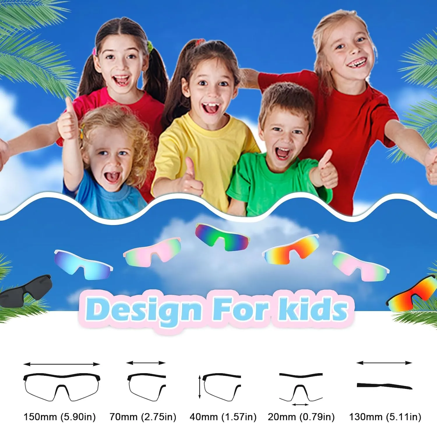 Kids Sunglasses Boys Girls, Polarized Youth Sunglasses for Baseball Softball Running Teens Cycling Sports Shades