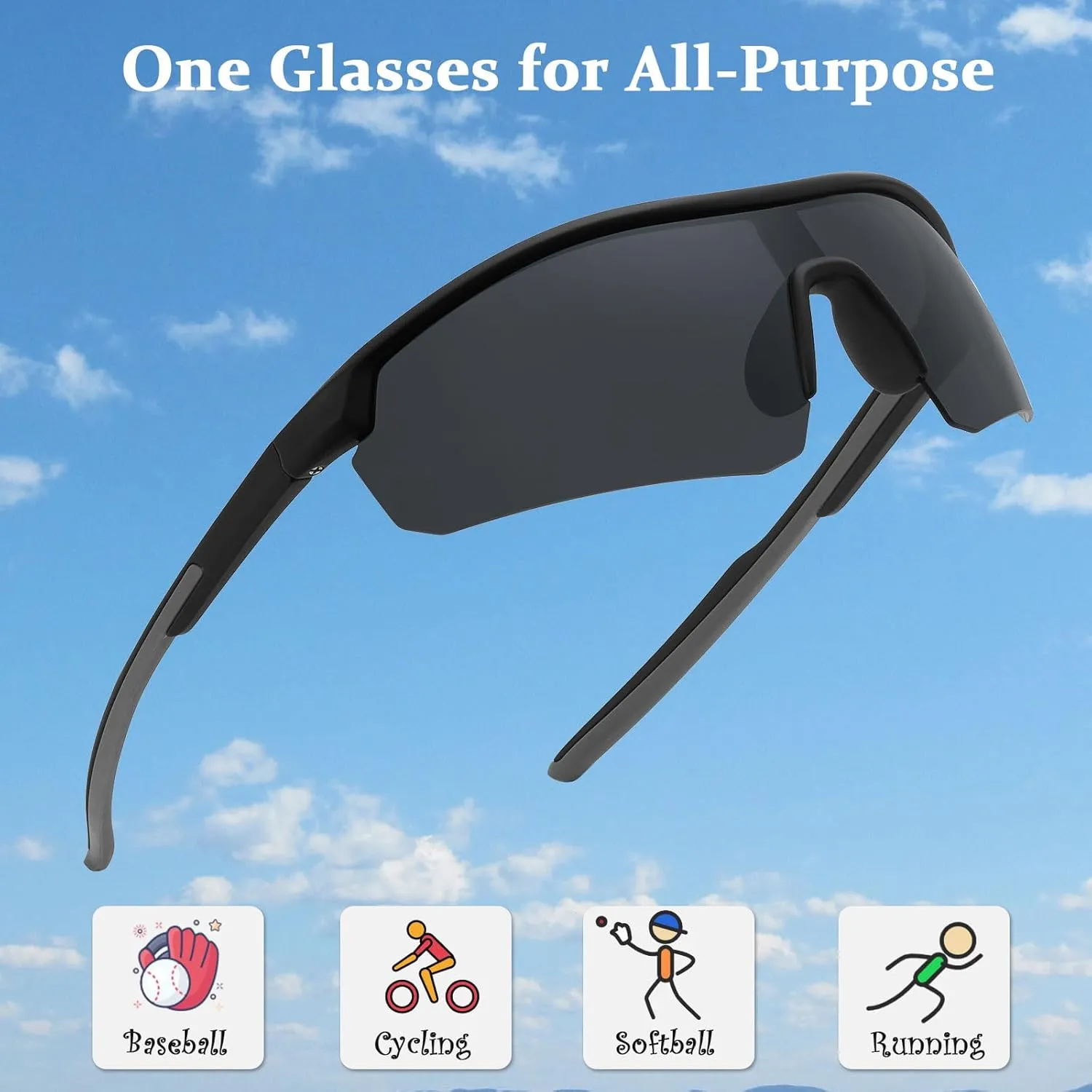 Kids Sunglasses Boys Girls, Polarized Youth Sunglasses for Baseball Softball Running Teens Cycling Sports Shades