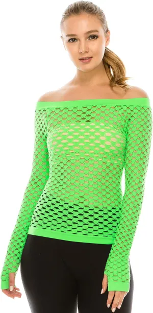 Kurve Stretchy Fishnet Long Sleeve Top, UV Protective Fabric, Rated UPF 50  (Made with Love in The USA)