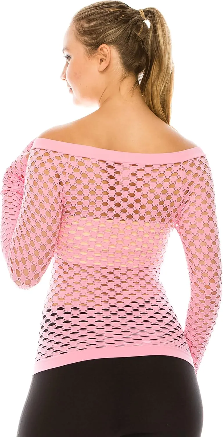Kurve Stretchy Fishnet Long Sleeve Top, UV Protective Fabric, Rated UPF 50  (Made with Love in The USA)