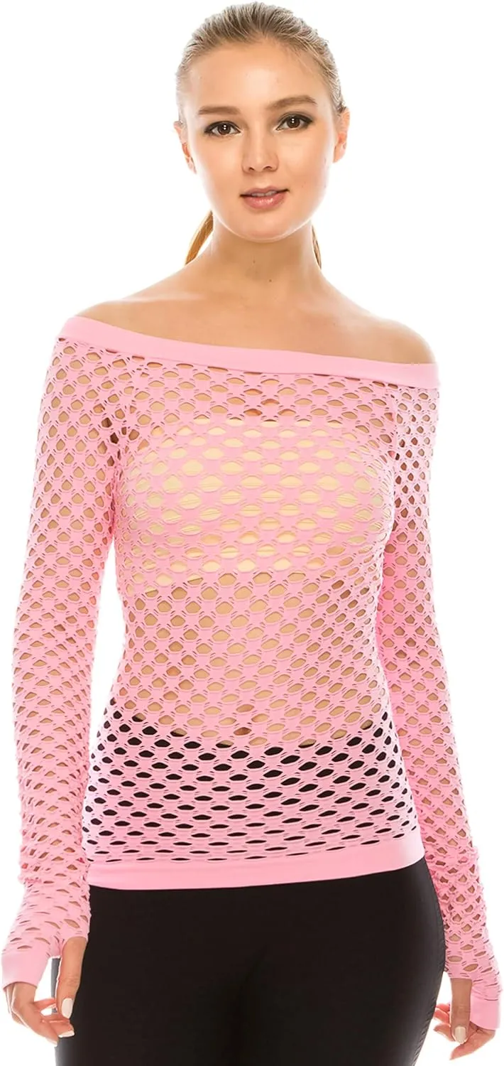 Kurve Stretchy Fishnet Long Sleeve Top, UV Protective Fabric, Rated UPF 50  (Made with Love in The USA)
