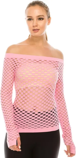 Kurve Stretchy Fishnet Long Sleeve Top, UV Protective Fabric, Rated UPF 50  (Made with Love in The USA)