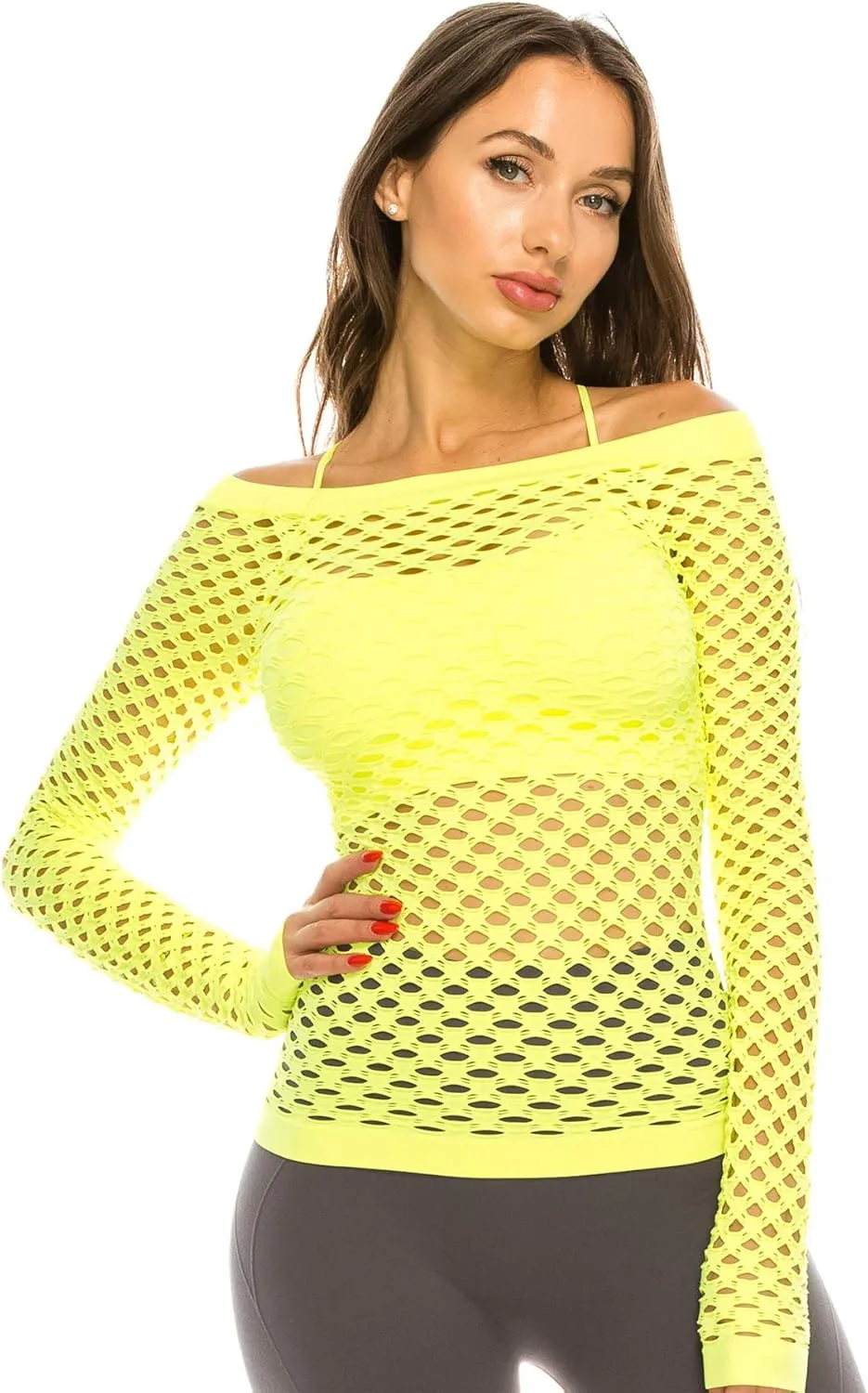 Kurve Stretchy Fishnet Long Sleeve Top, UV Protective Fabric, Rated UPF 50  (Made with Love in The USA)