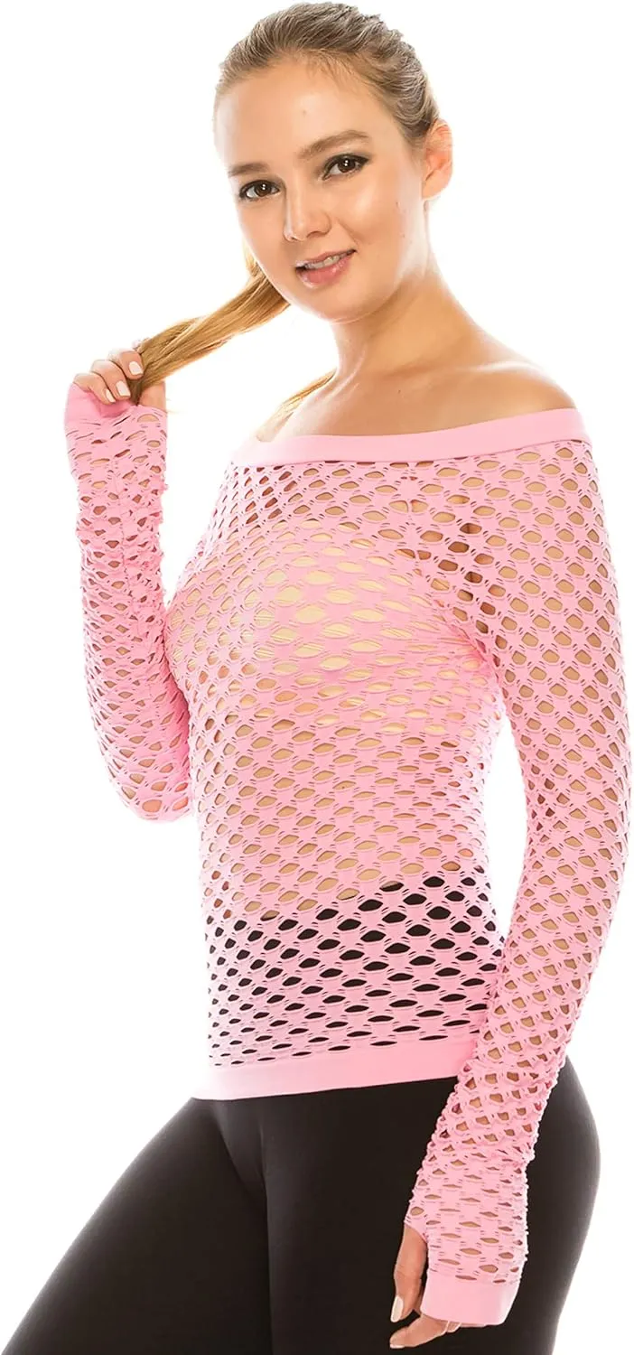 Kurve Stretchy Fishnet Long Sleeve Top, UV Protective Fabric, Rated UPF 50  (Made with Love in The USA)