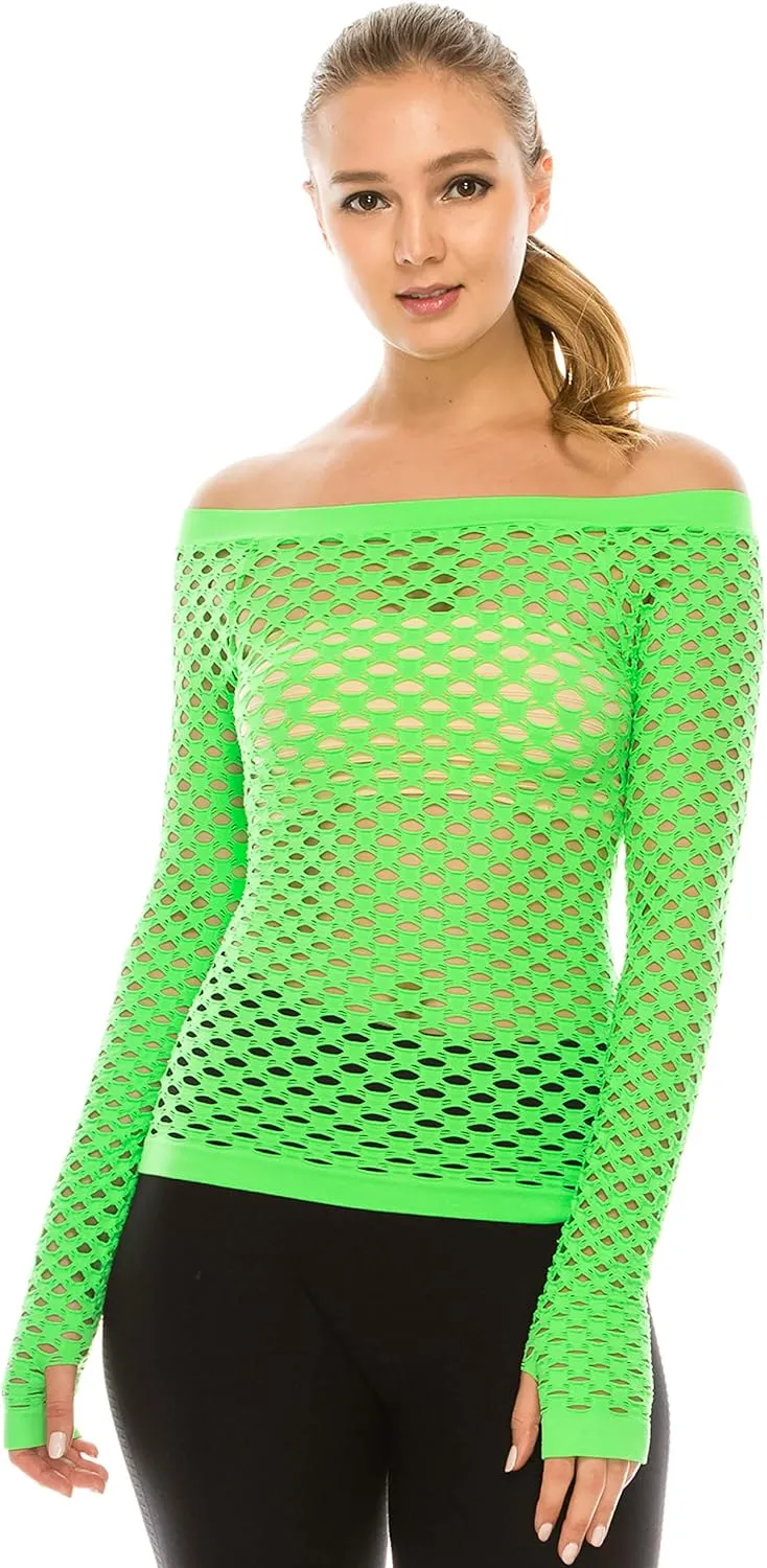 Kurve Stretchy Fishnet Long Sleeve Top, UV Protective Fabric, Rated UPF 50  (Made with Love in The USA)