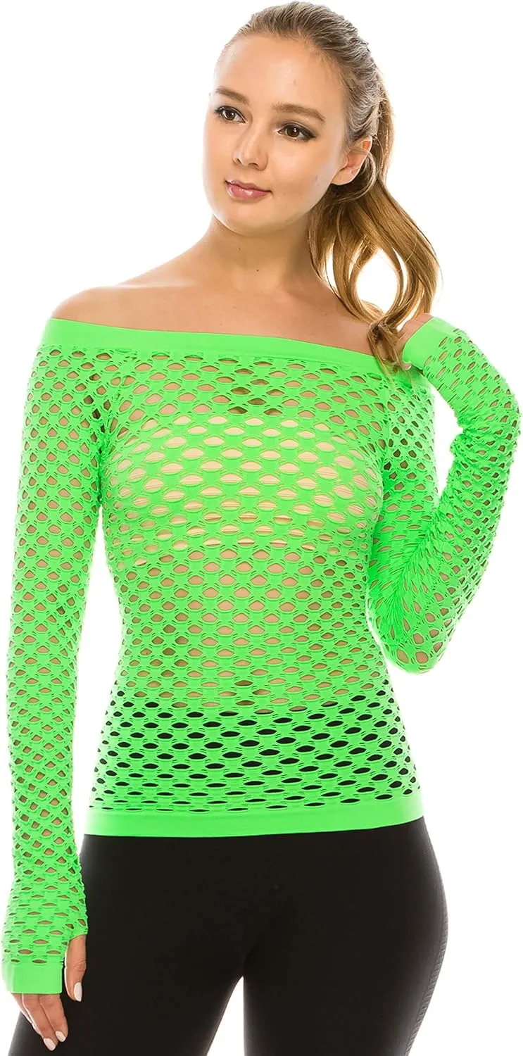 Kurve Stretchy Fishnet Long Sleeve Top, UV Protective Fabric, Rated UPF 50  (Made with Love in The USA)