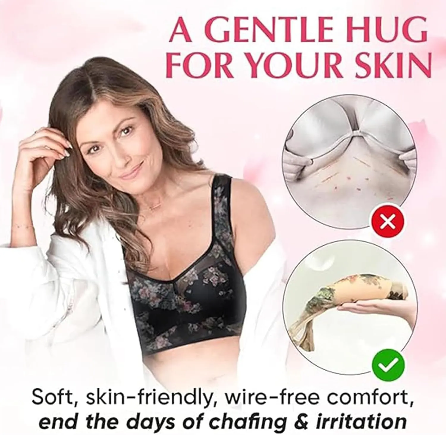 Laacex Cooling Bra, Ice Silk Lace Cooling Comfort Bra, Sexy Push-Up Seamless Wire-Free Bra for Women