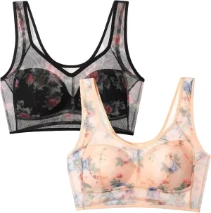 Laacex Cooling Bra, Ice Silk Lace Cooling Comfort Bra, Sexy Push-Up Seamless Wire-Free Bra for Women