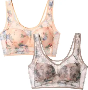 Laacex Cooling Bra, Ice Silk Lace Cooling Comfort Bra, Sexy Push-Up Seamless Wire-Free Bra for Women
