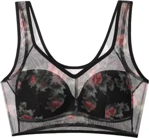 Laacex Cooling Bra, Ice Silk Lace Cooling Comfort Bra, Sexy Push-Up Seamless Wire-Free Bra for Women