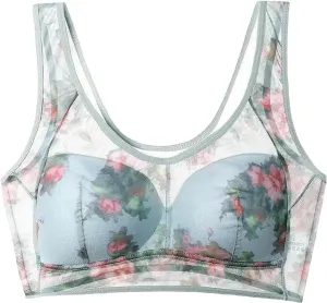 Laacex Cooling Bra, Ice Silk Lace Cooling Comfort Bra, Sexy Push-Up Seamless Wire-Free Bra for Women