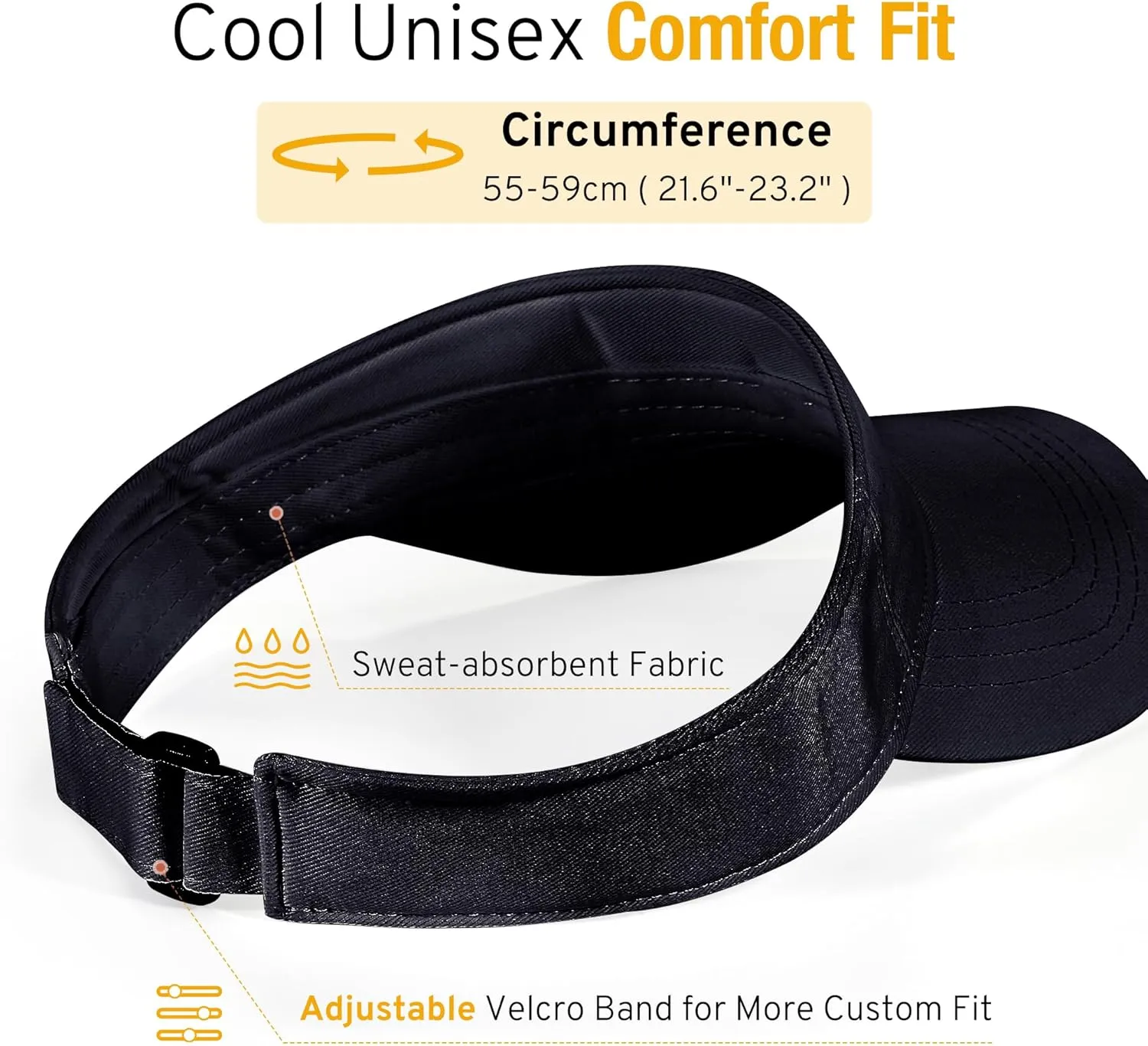 Lanzom Mens Womens Sun Visor Hats Lightweight Running Hat Foldable Adjustable for Tennis Golf Running