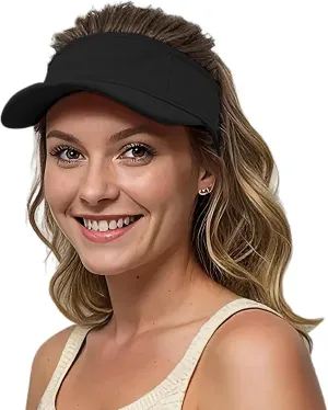 Lanzom Mens Womens Sun Visor Hats Lightweight Running Hat Foldable Adjustable for Tennis Golf Running