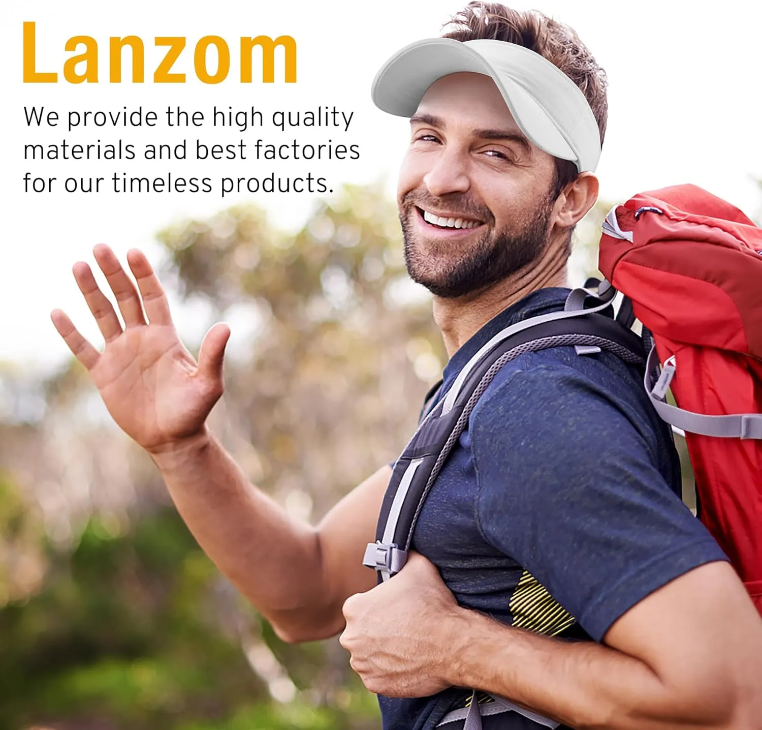 Lanzom Mens Womens Sun Visor Hats Lightweight Running Hat Foldable Adjustable for Tennis Golf Running
