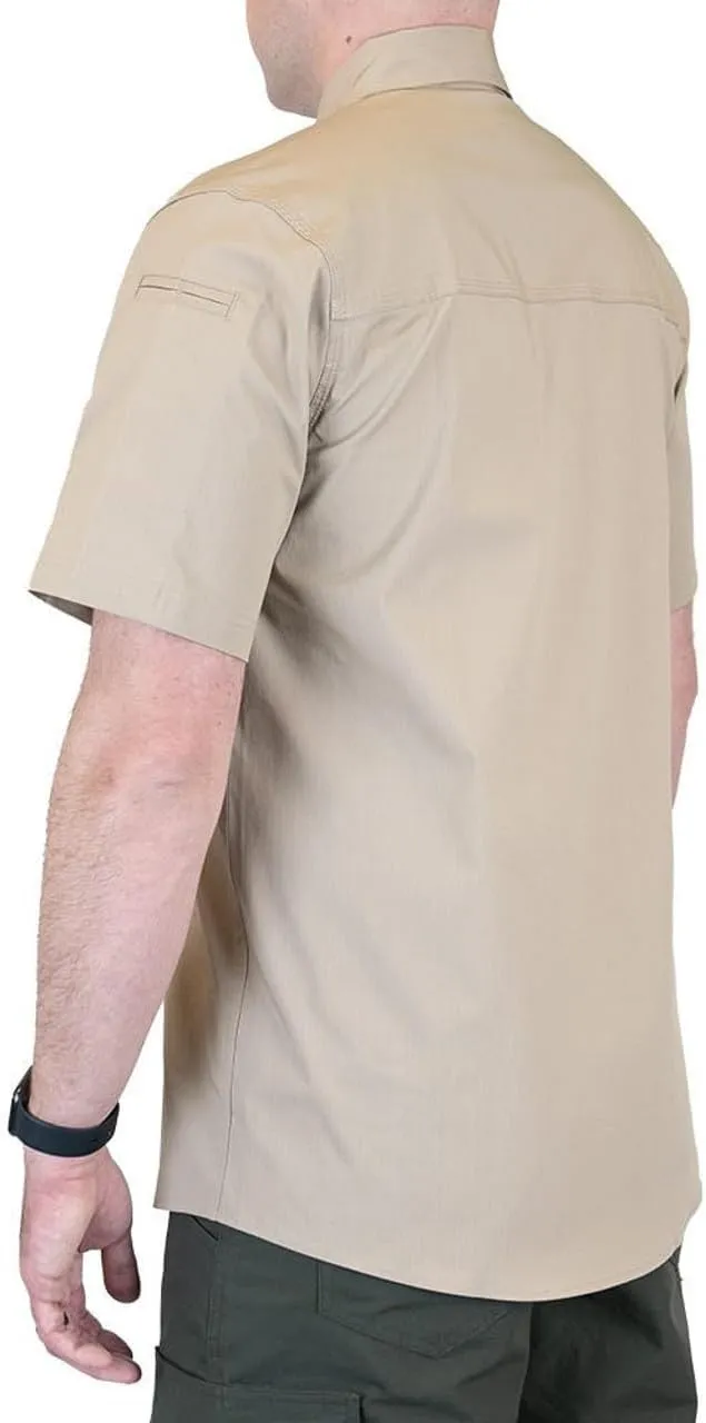 LAPG Men's Short Sleeve Battle Rattle Stretch Field Shirt, Tactical Button Up Ripstop Uniform Work Shirt for Men