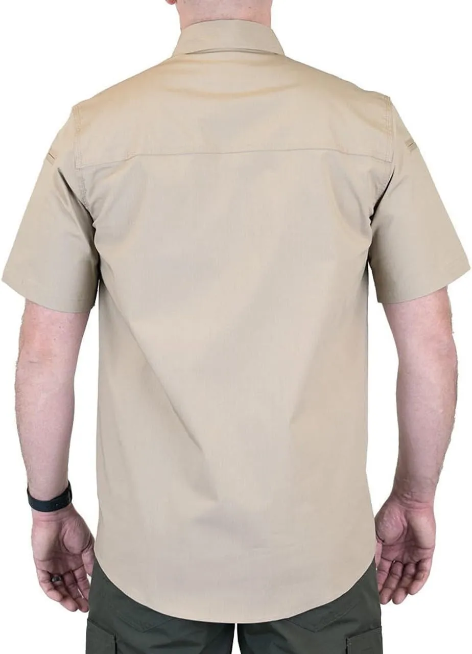 LAPG Men's Short Sleeve Battle Rattle Stretch Field Shirt, Tactical Button Up Ripstop Uniform Work Shirt for Men
